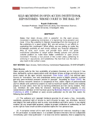 Self-Archiving in Open Access Institutional Repositories: Whose Court Is the Ball In?
