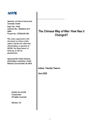 The Chinese Way of War: How Has It Changed?