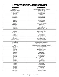 Trade-To-Generic Names