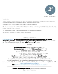 UPDATED: JANUARY 2019 Dear Guests, This Is a Small List of Recommendations and Useful Information for You
