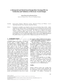 A Metamodel and Model-Based Design Rule Checking DSL for Veriﬁcation and Validation of Electronic Circuit Designs