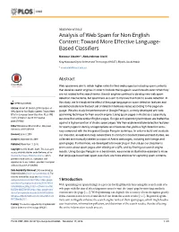 Analysis of Web Spam for Non-English Content: Toward More Effective Language- Based Classifiers