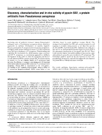 Discovery, Characterization and In€Vivo Activity of Pyocin SD2, A