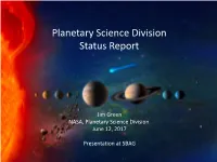Planetary Science Division Status Report