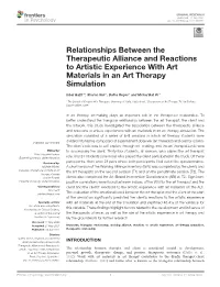 Relationships Between the Therapeutic Alliance and Reactions to Artistic Experience with Art Materials in an Art Therapy Simulation