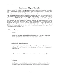 Scientism and Religious Knowledge