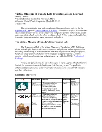 Virtual Museum of Canada Lab Projects