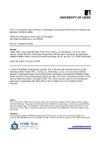 Women's Stereotype Threat‐Based Performance Motivation And