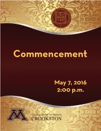 2016 Commencement Program