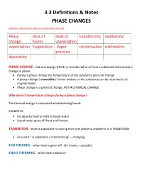 3.3 Definitions & Notes PHASE CHANGES