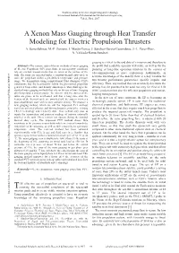 A Xenon Mass Gauging Through Heat Transfer Modeling for Electric Propulsion Thrusters A