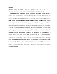Abstract GEGICK, MICHAEL CHARLES. Analyzing Security