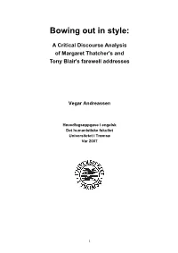 Bowing out in Style: a Critical Discourse Analysis Of