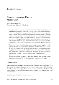 Conceptualizing Kant's Mereology