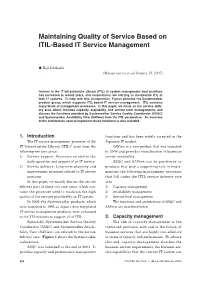 Maintaining Quality of Service Based on ITIL-Based IT Service Management