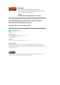 On Identifying Basic Discourse Units in Speech: Theoretical and Empirical Issues