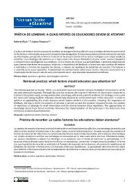 Retrieval Practice: Which Factors Should Educators Pay Attention
