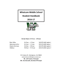 Whatcom Middle School Student Handbook 2016-17