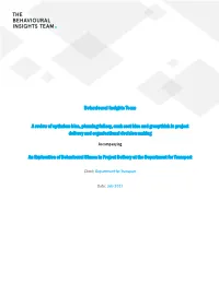 A Review of Optimism Bias, Planning Fallacy, Sunk Cost Bias and Groupthink in Project Delivery and Organisational Decision Making