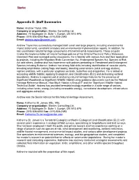 Appendix D. Staff Summaries