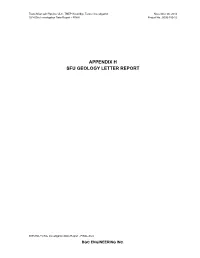 Appendix H Sfu Geology Letter Report