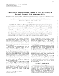 Detection of &lt;I&gt;Alicyclobacillus&lt;/I&gt; Species in Fruit Juice Using a Random Genomic DNA Microarray Chip