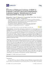 Detection of Pathogenic Isoforms of IKZF1 in Leukemic Cell