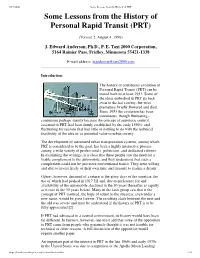 Some Lessons from the History of Personal Rapid Transit (PRT)