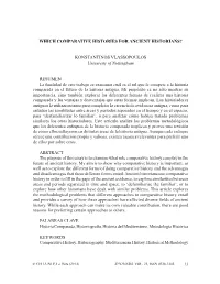Which Comparative Histories for Ancient Historians?