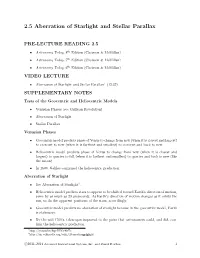 2.5 Aberration of Starlight and Stellar Parallax