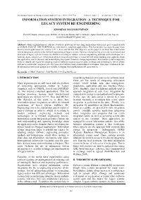 A Technique for Legacy System Re-Engineering