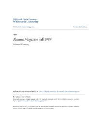 Alumni Magazine Fall 1989 Whitworth University