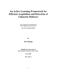 An Active Learning Framework for Efficient Acquisition and Detection of Unknown Malware