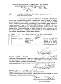 Circulation of Authorisation for Fitment of Speed Governor in All Kinds Of