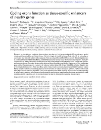 Coding Exons Function As Tissue-Specific Enhancers of Nearby Genes