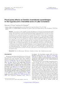 Flood Pulse Effects on Benthic Invertebrate Assemblages in the Hypolacustric Interstitial Zone of Lake Constance