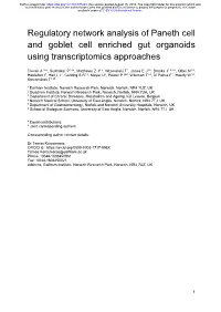 Regulatory Network Analysis of Paneth Cell and Goblet Cell Enriched Gut Organoids Using Transcriptomics Approaches