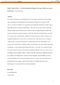 'Underwriting': a Script Development Technique in the Age Of
