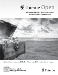 Your Gateway to the Open Access Journal Content from the Thieme Group