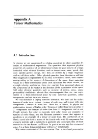 Appendix a Tensor Mathematics