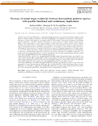 Decrease of Sexual Organ Reciprocity Between Heterostylous Primrose Species, with Possible Functional and Evolutionary Implications