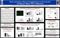 Direct and Indirect Effects of Guggulsterone on the Induction of Beiging in Mature 3T3-L1 Adipocytes