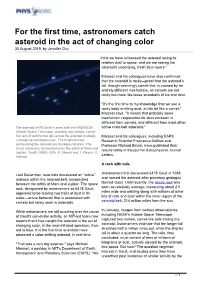 For the First Time, Astronomers Catch Asteroid in the Act of Changing Color 30 August 2019, by Jennifer Chu
