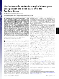Link Between the Double-Intertropical Convergence Zone Problem and Cloud Biases Over the Southern Ocean