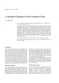 A Checklist of Polypores from Northeast China