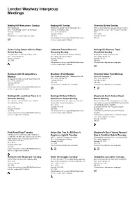 London Westway Intergroup Meetings