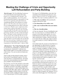 Meeting the Challenge of Crisis and Opportunity Left Refoundation and Party Building