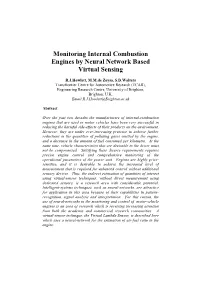 Monitoring Internal Combustion Engines by Neural Network Based Virtual Sensing