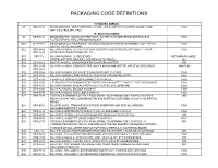Packaging Code Definitions