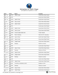 Schedule for QHS Cheer Last Updated on September 27, 2021